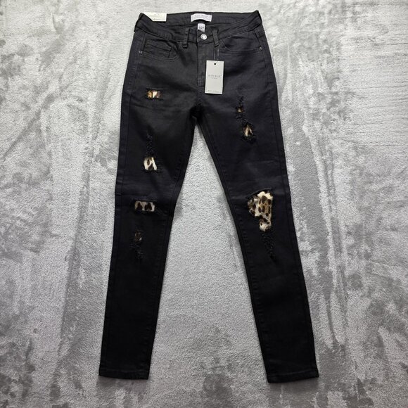 Judy Blue Jeans Womens 5/27 High Waist Skinny Distressed Leopard Patch JB-8550 - Picture 1 of 14